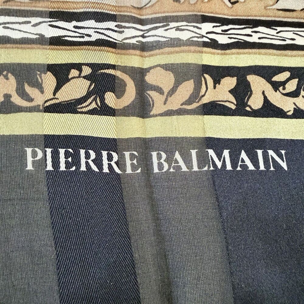 Pierre Balmain Vintage 100% Silk Scarf 17"x61" Floral Baroque Japan Designer - Picture 3 of 12